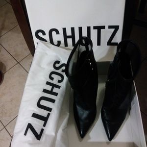 Schutz black stilhetto short boots w/ storage bag